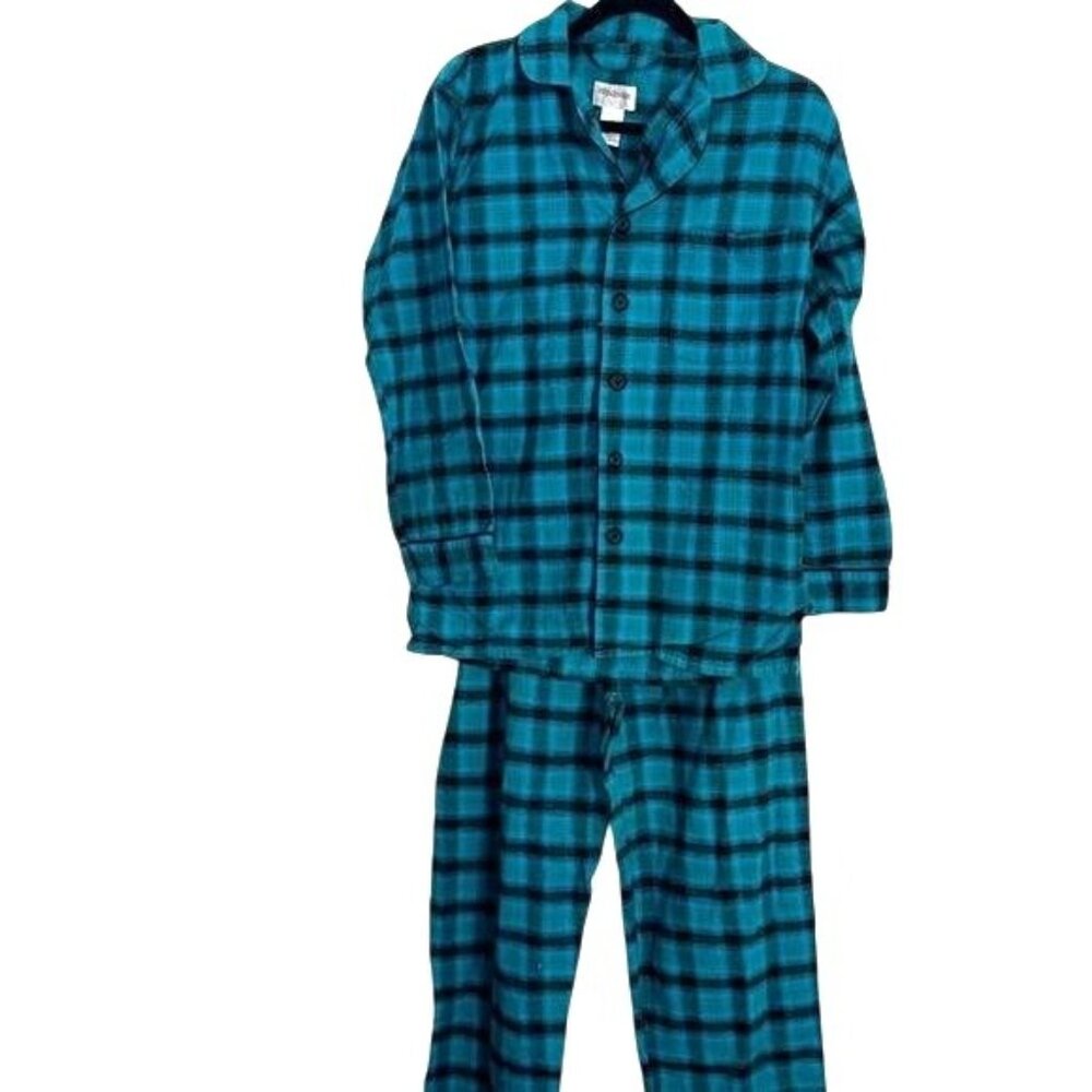 Windridge Blue & Black Plaid Cotton Pajama Set Small